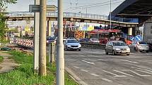 Opravy Strakonické ulice v Českých Budějovicích 2. května 2022.