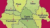 Mapa Jižních Čech