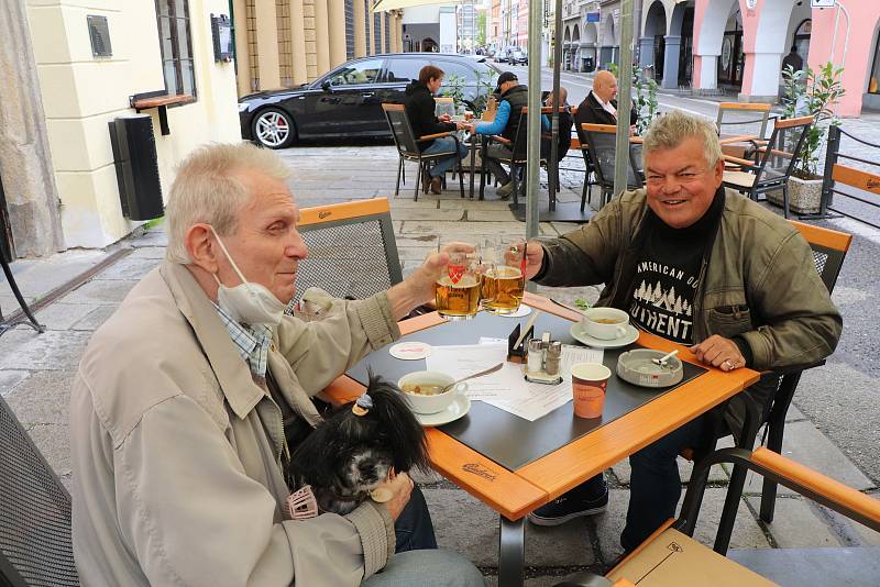 Masné krámy Českých Budějovicích otevřená zahrádka