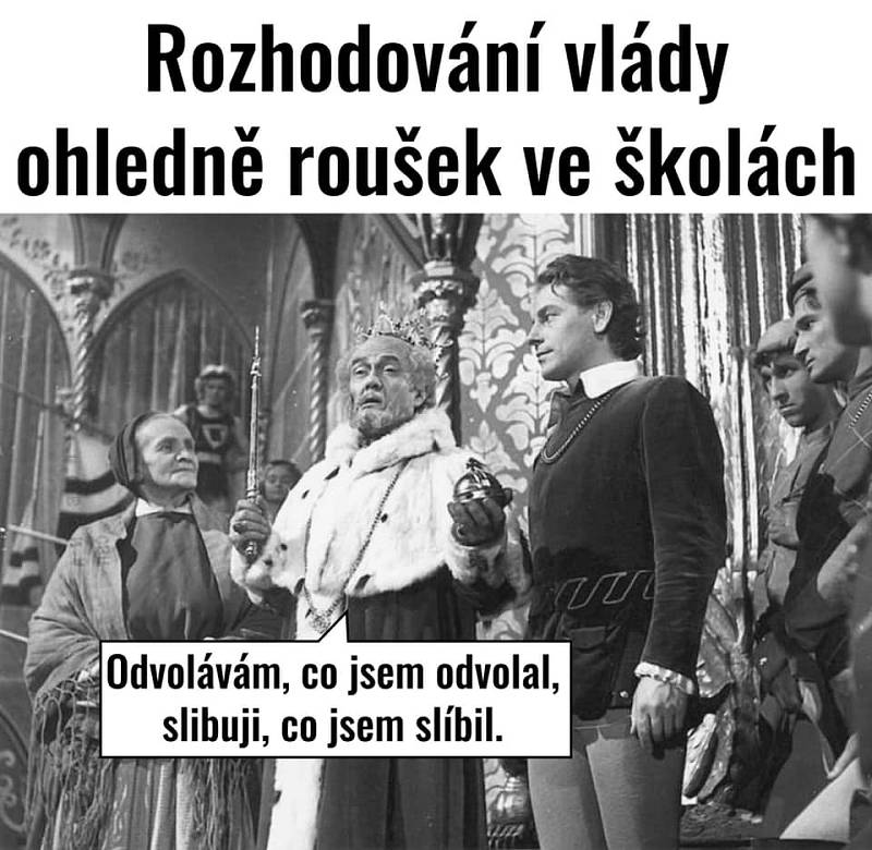 Novou várku vtipů přinesla opatření jak k návratu dětí z 1. a 2. tříd do školních lavic, tak i omezení počtu nakupujících v obchodech.