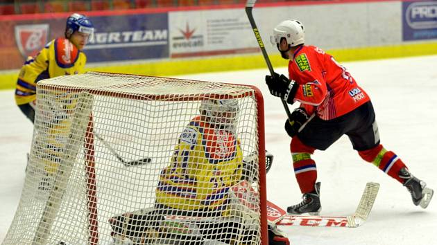 Utkání 1. ligy hokeje mezi HC Motor České Budějovice a SK Horácká slavia Třebíč.