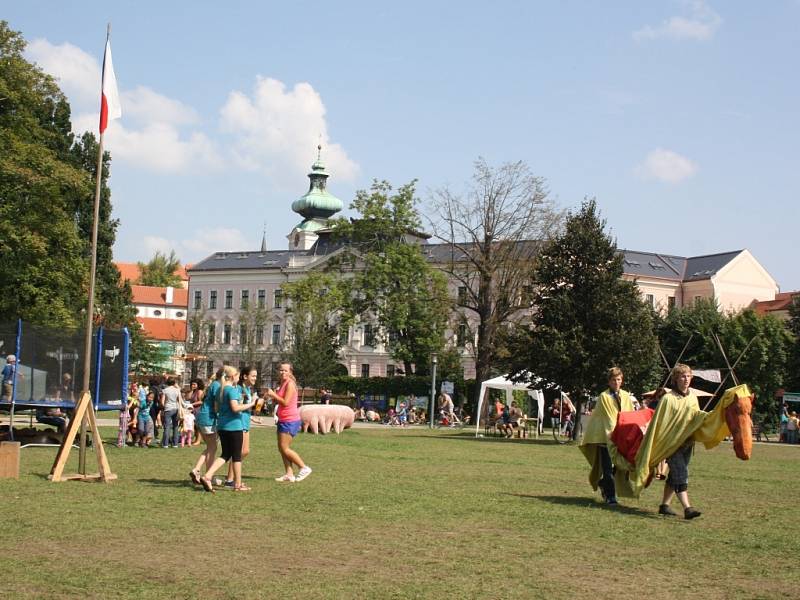 Skautská pouť na Sokolském ostrově v Českých Budějovicích.