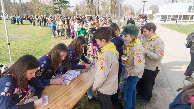 Na pouti, kterou pořádali v sobotu 13. dubna skauti na Sokolském ostrově v Českých Budějovicích, se představili veřejnosti a současně zvali do svých řad.