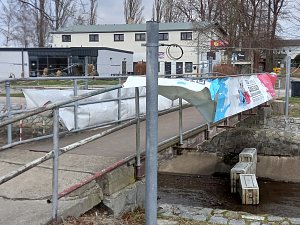 Vichr a jeho následky 25. ledna 2024 ve vodáckém areálu v Českém Vrbném u Českých Budějovic.