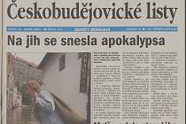 Co jsme psali o povodních v úterý 13. srpna 2002.