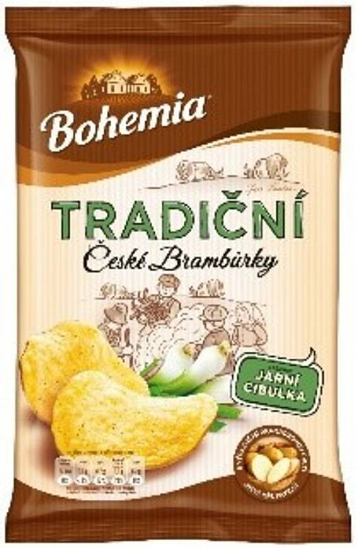 Produktová řada Tradiční české brambůrky v letech 2002, 2008 a 2015.