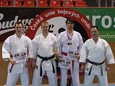 Borci TJ Karate Nové Hrady na mistrovství ČR v Příbrami: zleva Petr Zachař, Jaromír Švenda, Tomáš Hermann a Václav Pletzer.