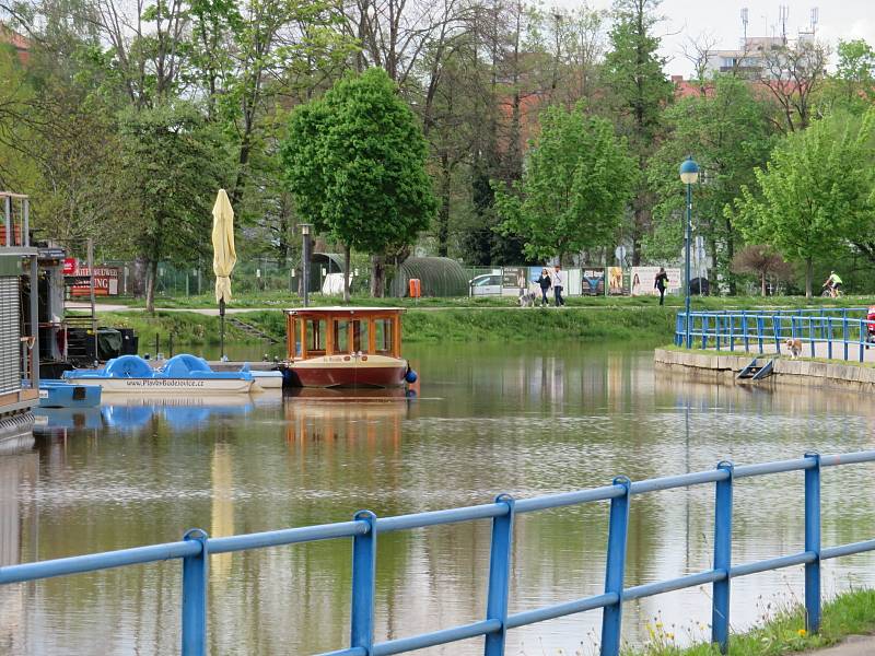 Řeky Vltava a Malše v Českých Budějovicích.