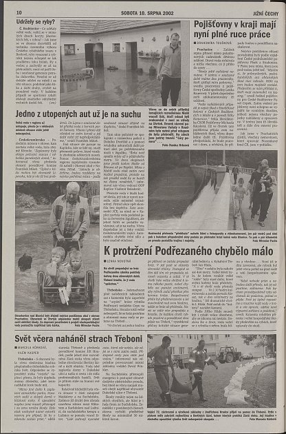 Co jsme psali o povodních v sobotu 10. srpna 2002.