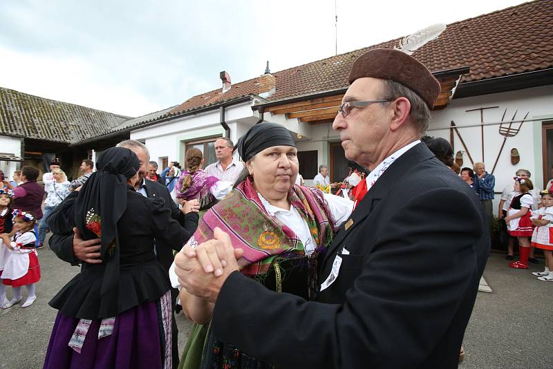 Baráčníci z Boršova letos pozvali na dožínky 16 povozů s koňmi. Ty se sem sjeli z celých jižních Čech a vyšperkovali tak tradiční vesnickou slavnost.