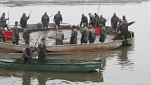 Výlov rybníka Horusický 2019,třebonští rybáři chtějí během několikadenního výlovu vylovit téměř čtyři sta tun ryb převážně kaprů,ale i štik,candátů,a tolstolobiků