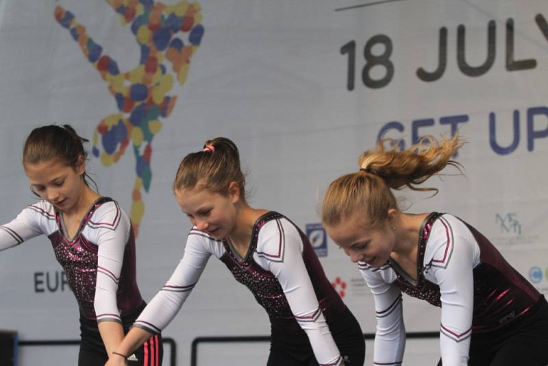 Mezinárodní gymnastické soutěže Eurogym začne v Českých Budějovicích přesně za 101 dní. Na snímku gymnastky z Gymcentrum Merkur