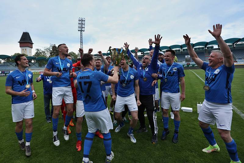 Finále krajského fotbalového poháru Hluboká - Lišov (5:2) na stadionu na Střeleckém ostrově.