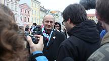 Kritik islámu Martin Konvička z Českých Budějovic byl ústřední postavou demonstrace.