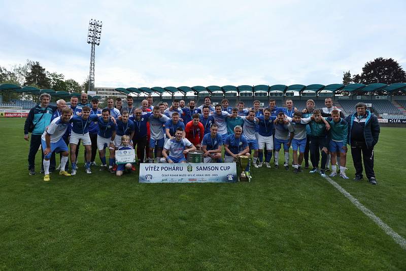 Finále krajského fotbalového poháru Hluboká - Lišov (5:2) na stadionu na Střeleckém ostrově.