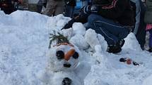 Lidé si mohli v sobotu přímo na českobudějovickém náměstí postavit sněhuláka.