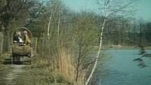 Záběr z filmu Luk královny Dorotky na hrázi rybníků na Třeboňsku.