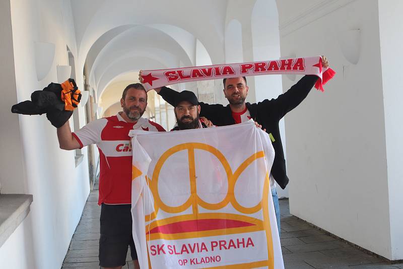 Fanoušci Slavie v Českých Budějovicích.