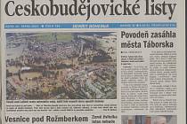 Co jsme psali o povodních v pátek 16. srpna 2002.