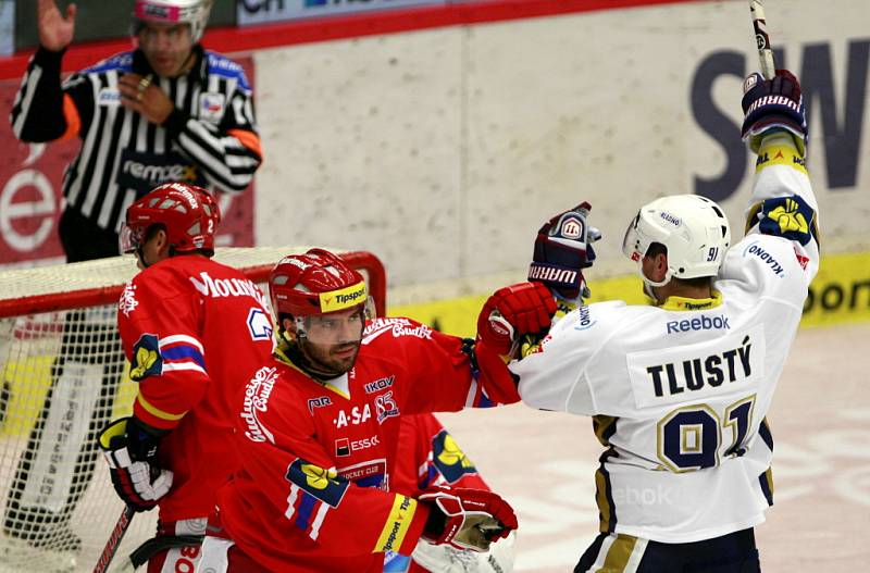 Utkání  Tipsport hokejové extraligy mezi HC Mountfield České Budějovice a HC Rytíři Kladno.