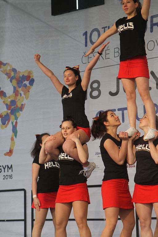 Mezinárodní gymnastické soutěže Eurogym začne v Českých Budějovicích přesně za 101 dní. Na snímku gymnastky Cheerleaders.