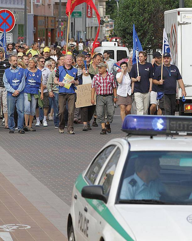 Odborářská demonstrace proběhla také v Českých Budějovicích