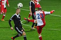 Michal Škoda je první posilou Dynama pro novou sezonu. Na archivním snímku v dresu Dynama při svém prvním angažmá na jihu Čech v roce 2014 v zápase proti Slavii.