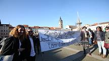 Na budějovické náměstí ve středu po 18. hodině přišli demonstranti. V protestu proti Andreji Babišovi a Miloši Zemanovi je podpořili i někteří politici.