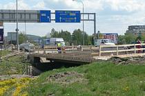 Rekonstrukce mostu v Nádražní ulici v Českých Budějovicích v roce 2020.