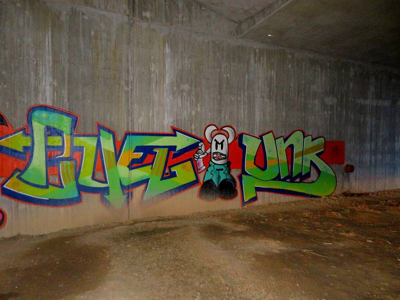 Graffiti na mostech, protihlukových stěnách a dalších místech kolem dálnice D3 v Jihočeském kraji.