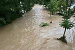 Blesková povodeň v obci Koloměřice, červen 2022