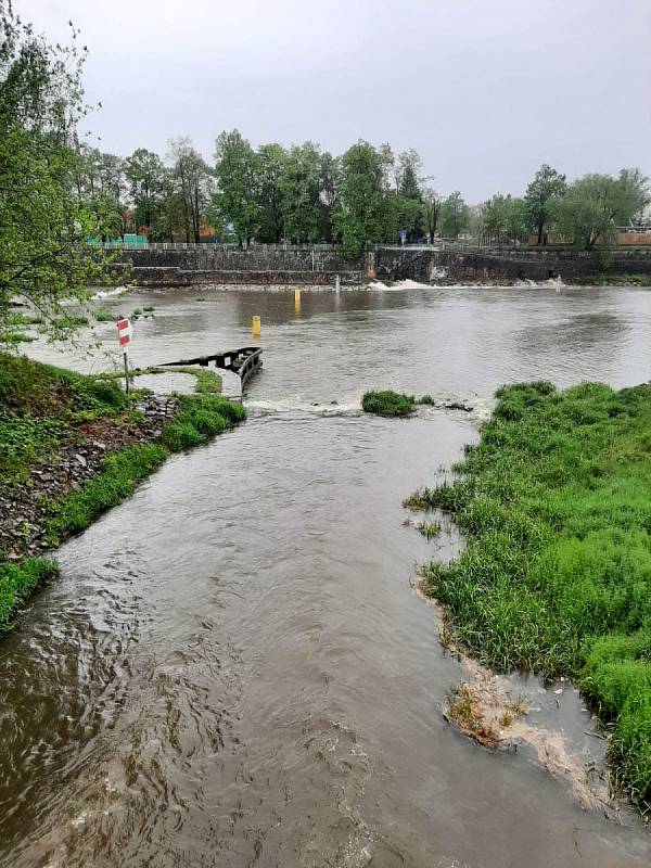 Vltava a Malše v Českých Budějovicích 13. 5. 2021.