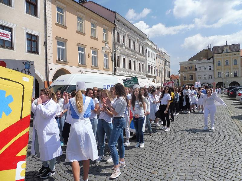 Budějovický majáles vyvrcholil v pátek 24. května tradičním průvodem městem. Studenti ze 17 škol prošli ulicemi centra v maskách. Dav mířil na Sokolský ostrov, kde program pokračoval volbou Krále majálesu. Navečer se zde tradičně koná hudební program.