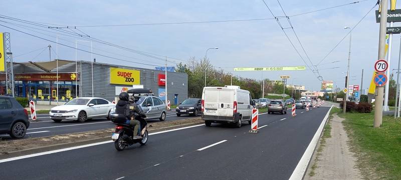 Opravy Strakonické ulice v Českých Budějovicích 2. května 2022.