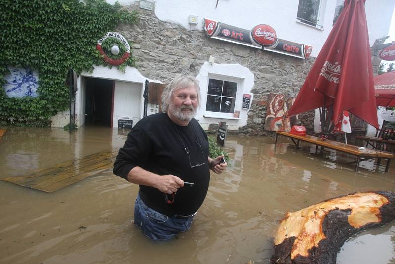 Výtvarník Ladislav Hodný z Týna nad Vltavou má v domě skoro metr vody.