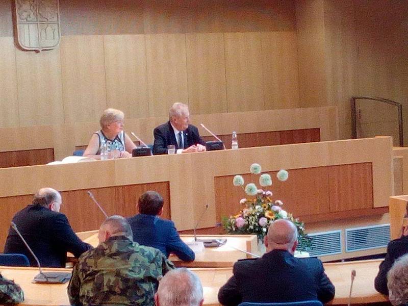 Prezident republiky Miloš Zeman při setkání se členy Zastupitelstva Jihočeského kraje, starosty obcí, řediteli příspěvkových organizací a významnými osobnostmi Jihočeského kraje.