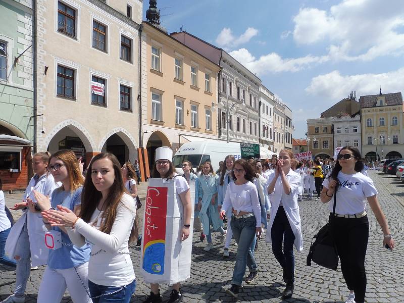 Budějovický majáles vyvrcholil v pátek 24. května tradičním průvodem městem. Studenti ze 17 škol prošli ulicemi centra v maskách. Dav mířil na Sokolský ostrov, kde program pokračoval volbou Krále majálesu. Navečer se zde tradičně koná hudební program.