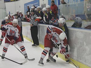 David Michálek a Lukáš Sumerauer (vpravo) při utkání David servisu s Havlíčkovým Brodem (13:6).