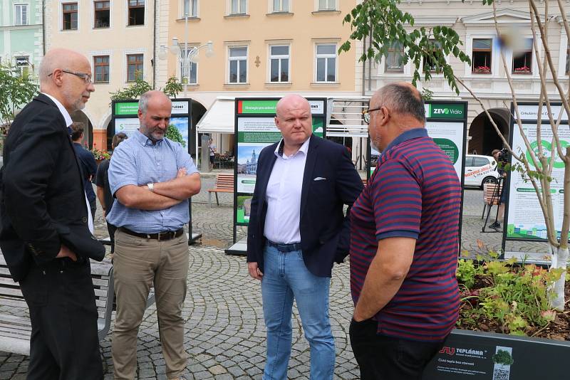 Návrat stromů na českobudějovické náměstí Přemysla Otakara II. doprovází od úterý 28. června venkovní výstava městské teplárny.