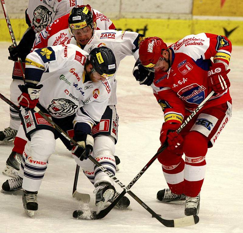 Utkání 21. kola hokejové extraligy HC Mountfield České Budějovice - Bílí Tygři Liberec 16. listopadu v Českých Budějovicích.