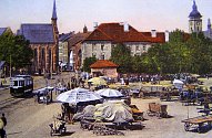 Senovážné náměstí v Českých Budějovicích před rokem 1914.
