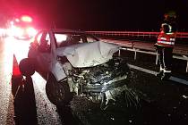 Ranní nehoda na dálnici D4 mezi exity Mirotice a Lety ve směru na Prahu.