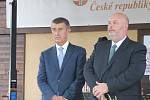 Na Zemi živitelce byly slavnostně zahájeny Národní dožínky. Na snímku předseda vlády Andrej Babiš a ministr zemědělství Miroslav Toman.