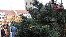 Likvidace vánočního stromu a kluziště v Českých Budějovicích.