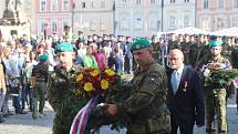 Slavnostní akt a položení věnců k pomníku T.G. Masaryka na českobudějovickém náměstí ke Dni vzniku samostatného československého státu.