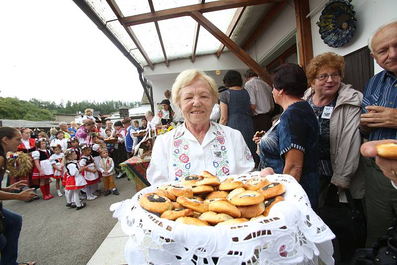 Baráčníci z Boršova letos pozvali na dožínky 16 povozů s koňmi. Ty se sem sjeli z celých jižních Čech a vyšperkovali tak tradiční vesnickou slavnost.