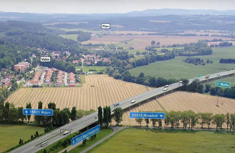 Vizualizace D3. Estakáda u Vidova bude 792 m dlouhá a bude mít 19 polí.