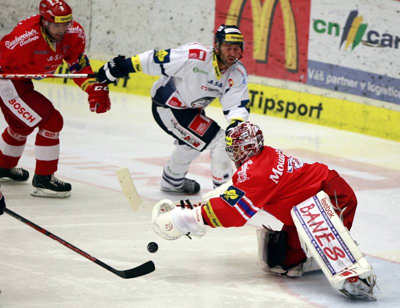 Utkání Tipsport hokejové extraligy mezi HC České Budějovice a Bílí Tygři Liberec. 