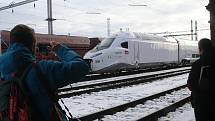 Nejnovější francouzský rychlovlak TGV M projel ve středu 7. prosince i Českými Budějovicemi.