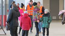 Krajské asistenční centrum pomoci Ukrajině na českobudějovickém letišti.